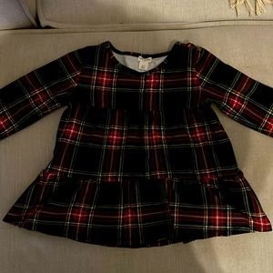 J. Crew Crewcuts black watch plaid tiered long sleeve shirt size 6/7